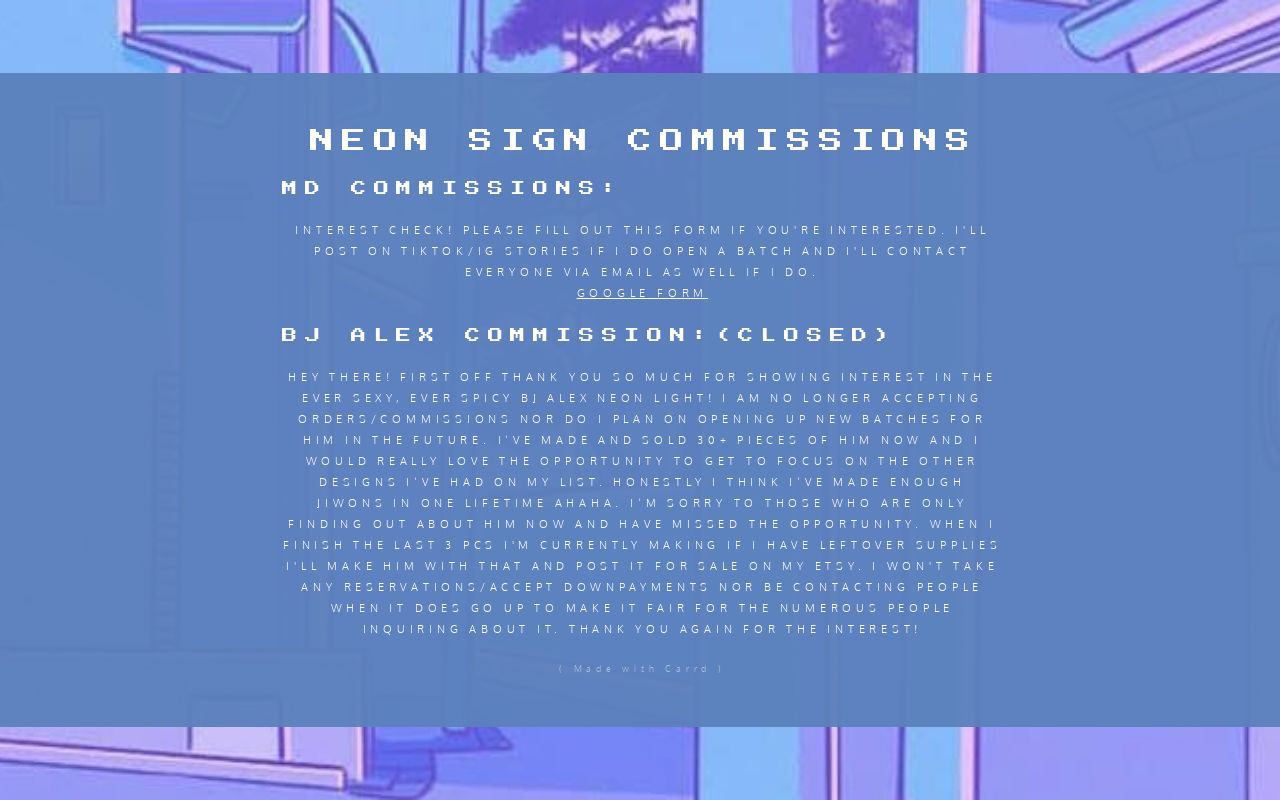 Commissions carrd